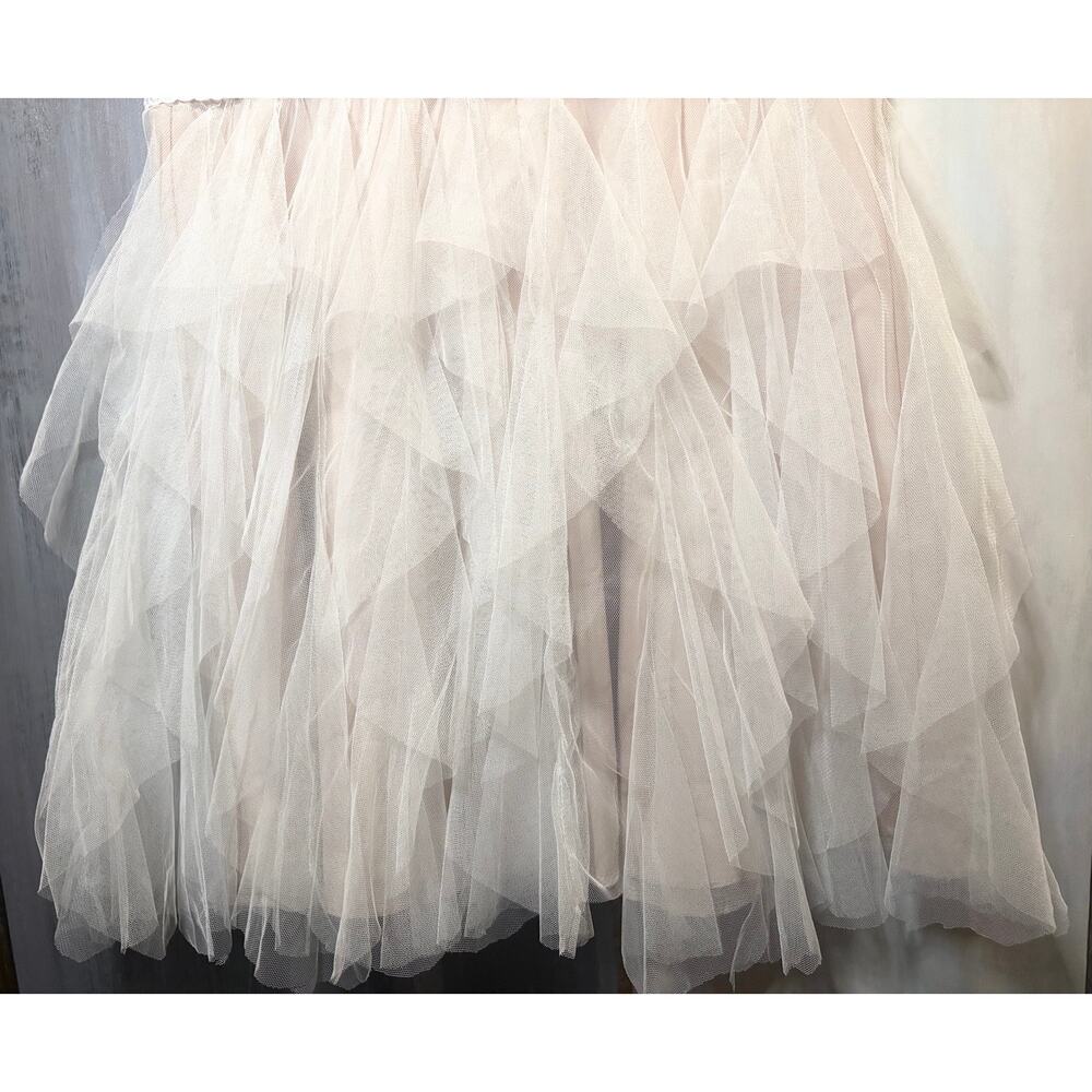 Fairycore Lace Tulle Dress XL Blush Nude Tiered Mesh Ruffle Romantic Formal - Picture 4 of 8